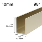 Profil en U pour Douche - Verre 10mm (249 cm)