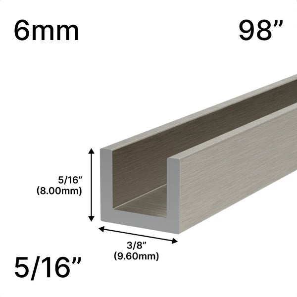 Shower U-Channel - 6mm Glass (98")