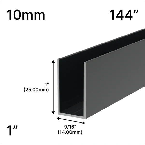 Shower U-Channel - 10mm Glass (144") - 1" Height