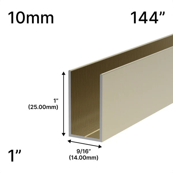 Shower U-Channel - 10mm Glass (144") - 1" Height