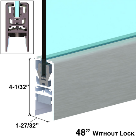 [DLUX4D48] DLUX 4" Door Rail - 48" Length-  Without Lock — DLUX4D48BSS