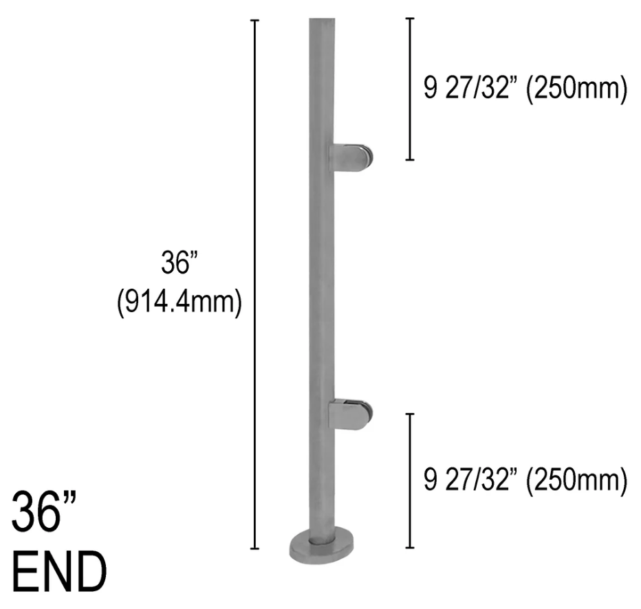 Architectural Railing Posts - Round - Glassparts.ca