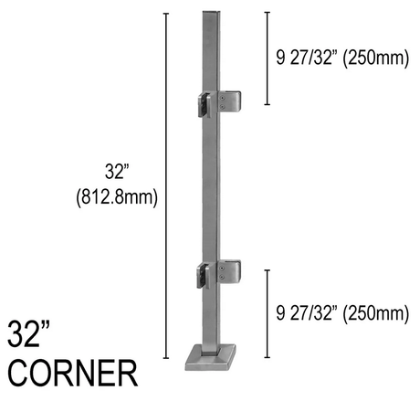 Architectural Railing Posts - Square - Glassparts.ca