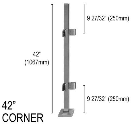 Architectural Railing Posts - Square - Glassparts.ca
