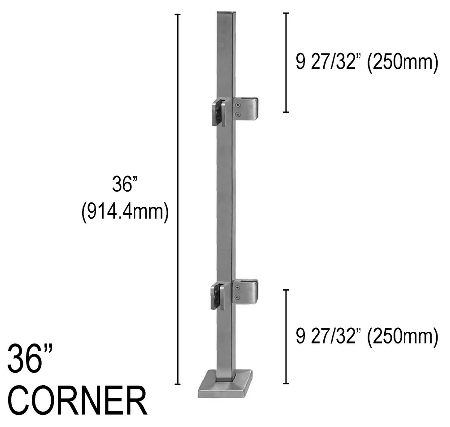 Architectural Railing Posts - Square - Glassparts.ca