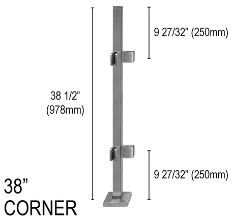 Architectural Railing Posts - Square - Glassparts.ca