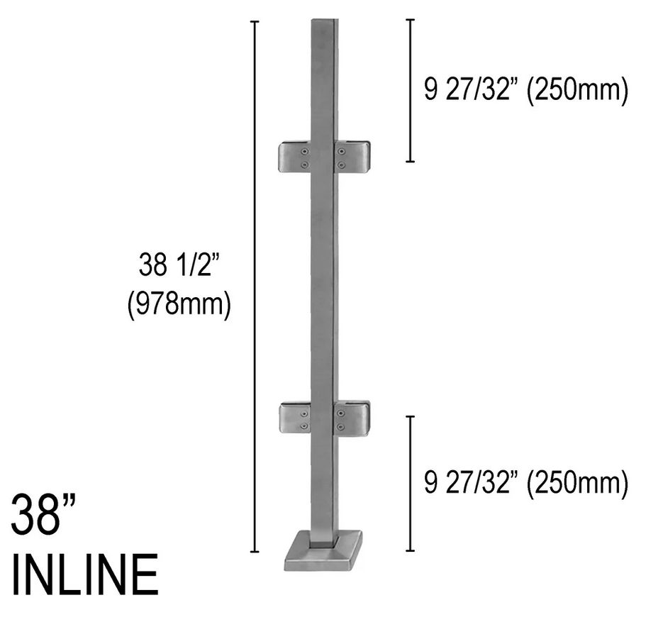 Architectural Railing Posts - Square - Glassparts.ca