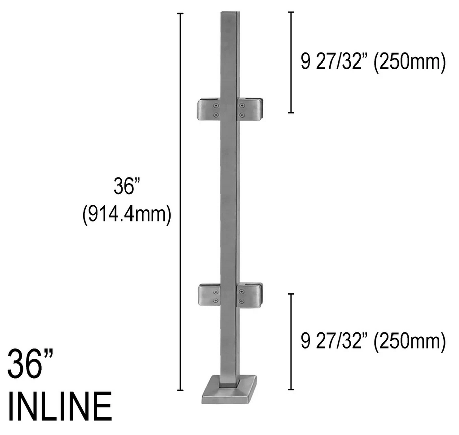 Architectural Railing Posts - Square - Glassparts.ca