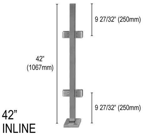 Architectural Railing Posts - Square - Glassparts.ca
