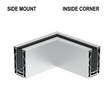 CORE-LOCK 72 Series 90° Side Mount Inside Corner Kit – Brushed Anodized Aluminum