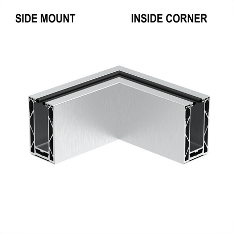 CORE-LOCK 72 Series 90° Side Mount Inside Corner Kit – Brushed Anodized Aluminum
