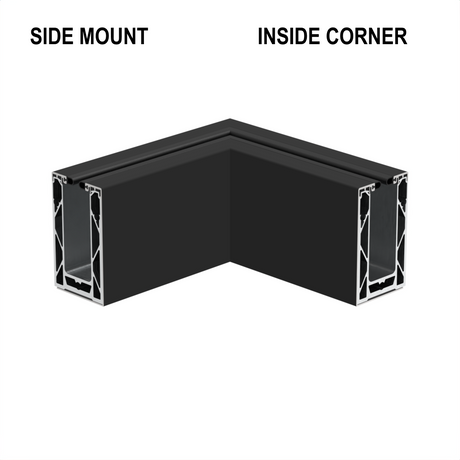 CORE-LOCK 72 Series 90° Side Mount Inside Corner Kit – Matte Black Aluminum