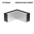 CORE-LOCK 72 Series 90° Top Mount Corner Kit — Brushed Anodized Aluminum