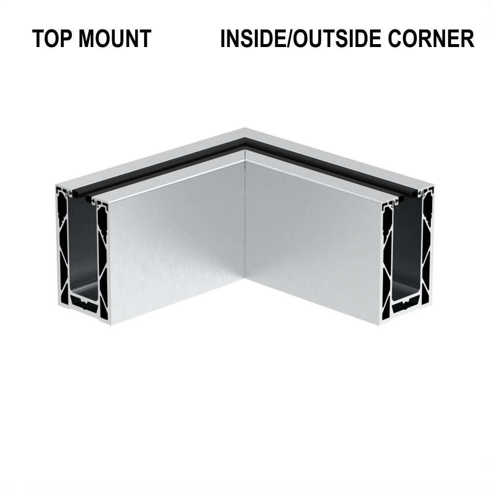 CORE-LOCK 72 Series 90° Top Mount Corner Kit — Brushed Anodized Aluminum