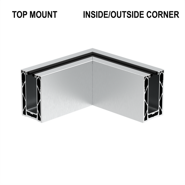 CORE-LOCK 72 Series 90° Top Mount Corner Kit — Brushed Anodized Aluminum