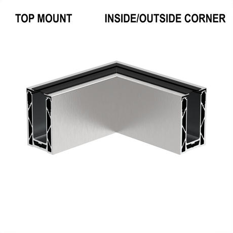CORE-LOCK 72 Series 90° Top Mount Corner Kit — Brushed Stainless Steel