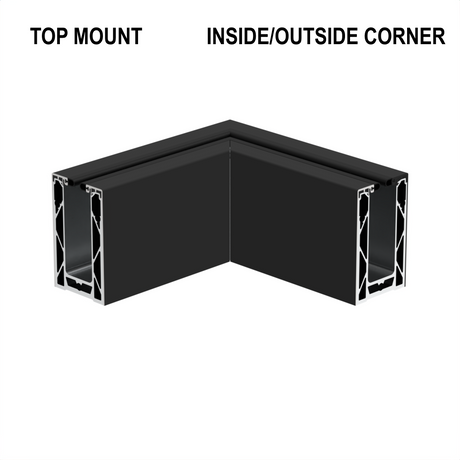 CORE-LOCK 72 Series 90° Top Mount Corner Kit — Matte Black Aluminum