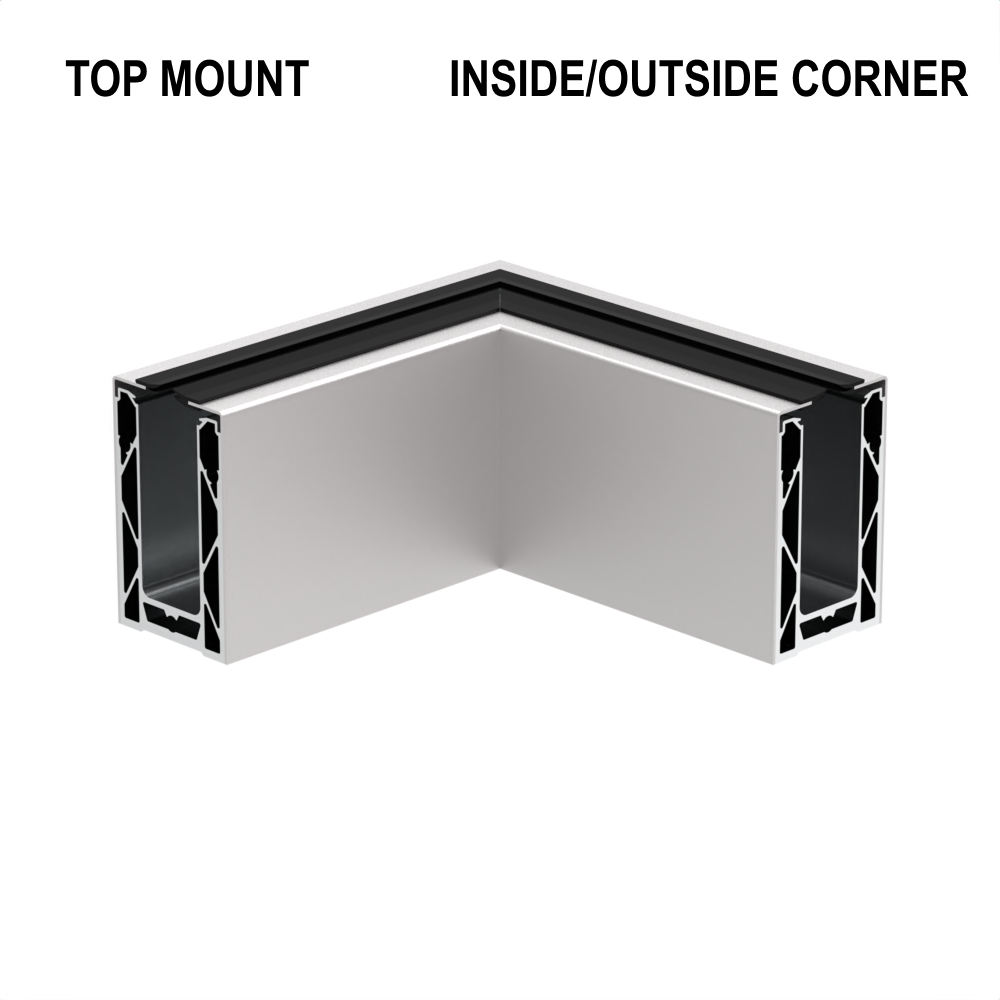 CORE-LOCK 72 Series 90° Top Mount Corner Kit — Polished Stainless Steel