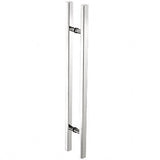 CRL Brushed Stainless Glass Mounted Square Ladder Style Pull Handle with Round Mounting Posts - Glassparts.ca