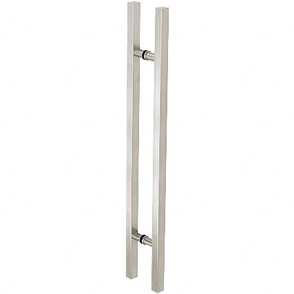 CRL Brushed Stainless Glass Mounted Square Ladder Style Pull Handle with Round Mounting Posts - Glassparts.ca