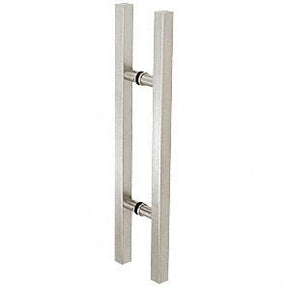 CRL Brushed Stainless Glass Mounted Square Ladder Style Pull Handle with Round Mounting Posts - Glassparts.ca