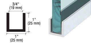 CRL Wet Glaze 1¨and 1 - 1/2" Deep U - Channel 120" Stock Length - Glassparts.ca