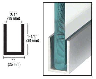CRL Wet Glaze 1¨and 1 - 1/2" Deep U - Channel 120" Stock Length - Glassparts.ca