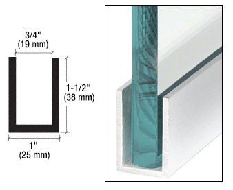 CRL Wet Glaze 1¨and 1 - 1/2" Deep U - Channel 120" Stock Length - Glassparts.ca