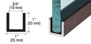 CRL Wet Glaze 1¨and 1 - 1/2" Deep U - Channel 120" Stock Length - Glassparts.ca