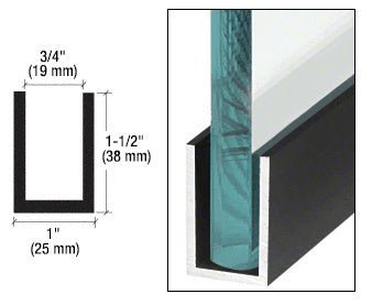CRL Wet Glaze 1¨and 1 - 1/2" Deep U - Channel 120" Stock Length - Glassparts.ca