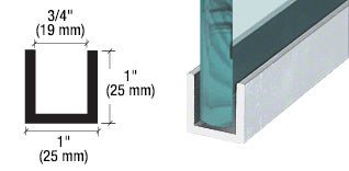 CRL Wet Glaze 1¨and 1 - 1/2" Deep U - Channel 120" Stock Length - Glassparts.ca