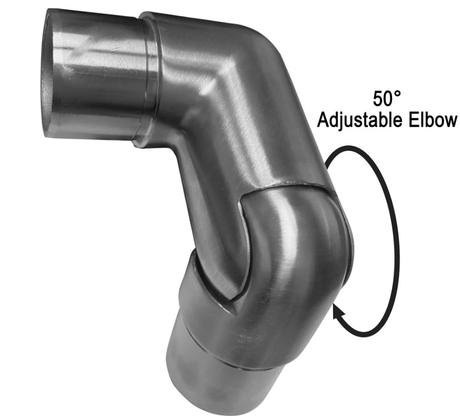 Elbow/Flange For Rectangle, Square & Round Handrail - Fixed 90° , Fixed 180° , 135° & Adj. - Glassparts.ca