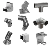 Elbow/Flange For Rectangle, Square & Round Handrail - Fixed 90° , Fixed 180° , 135° & Adj. - Glassparts.ca