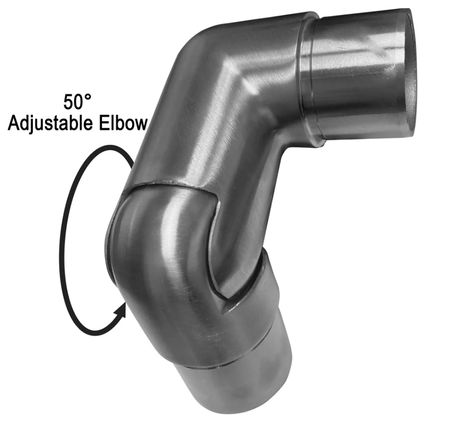 Elbow/Flange For Rectangle, Square & Round Handrail - Fixed 90° , Fixed 180° , 135° & Adj. - Glassparts.ca