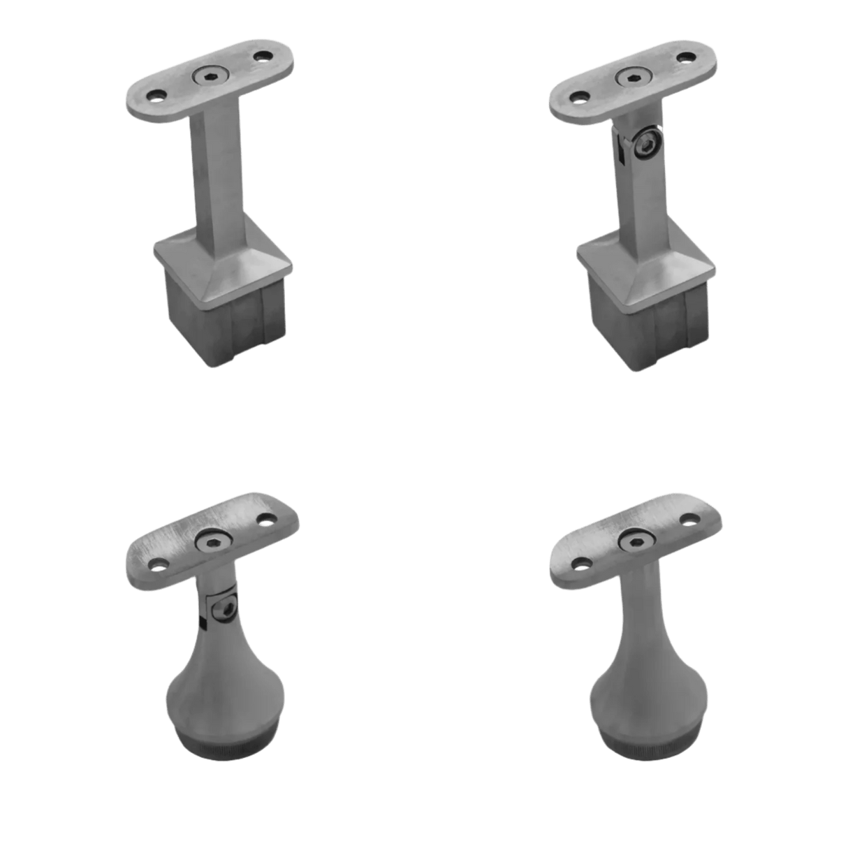 Pro Series Railing Post Component - Flat & Round Handrail Support - Standard & Adjustable - Glassparts.ca