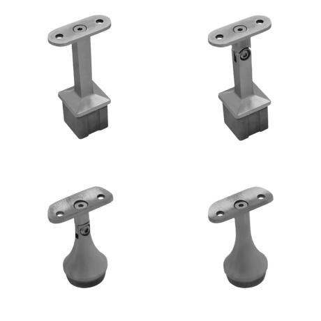 Pro Series Railing Post Component - Flat & Round Handrail Support - Standard & Adjustable - Glassparts.ca