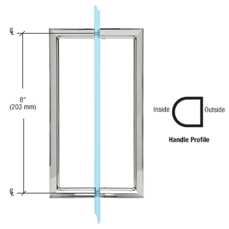 CRL RM Series Back-to-Back Pull Handles — RM8X8CH