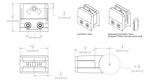SCLAM Series Railing Clamp Round & Flat Post - Glassparts.ca