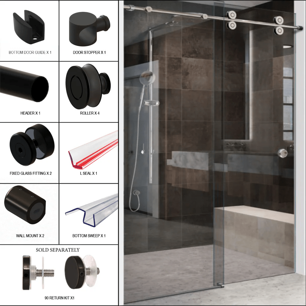 Shower Sliding Door Kit - Luna Series - Glassparts.ca