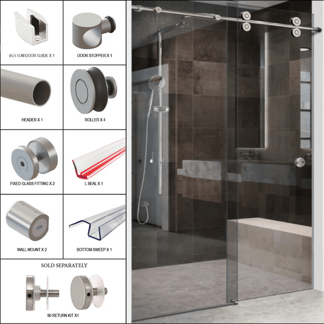 Shower Sliding Door Kit - Luna Series - Glassparts.ca