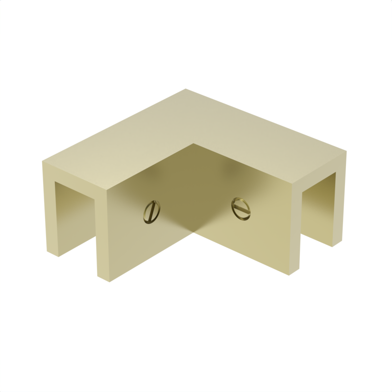 Sleeve over glass clamp SLOV092PB - Glass to Glass - 90° Fixed - Polished Brass