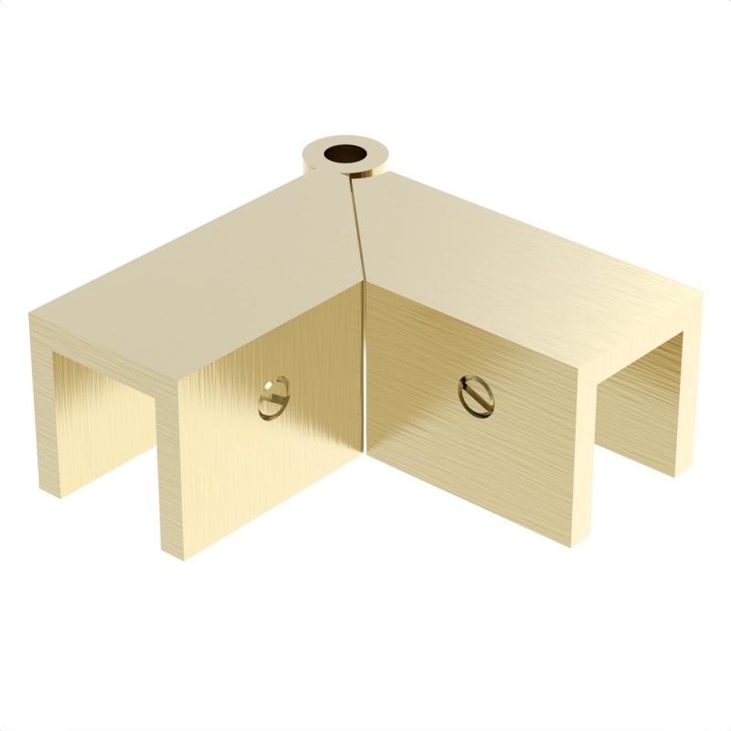 Sleeve over glass clamp SLOV345SB - Glass to Glass - 90° Adjustable - Satin Brass