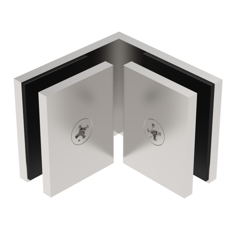 SQC90PN - Square - 90° Glass to Glass - Polished Nickel