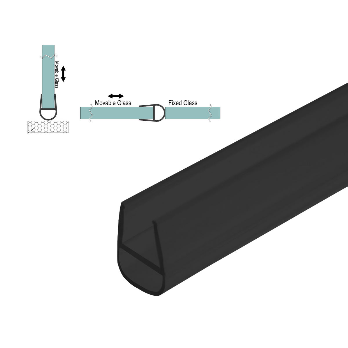 Grey Goat SWPB-BLK bulb seal for 3/8" (10 mm) glass, Black