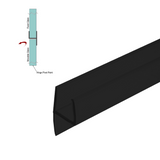 SWPL-BLK shower L-seal - 3/8" (10 mm) glass - Black