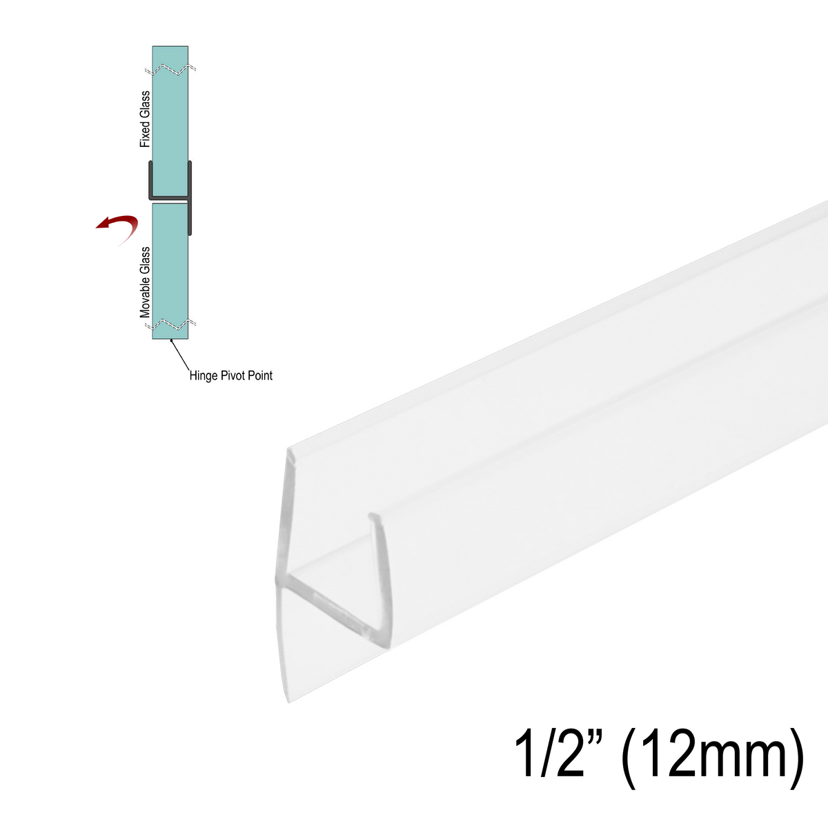 SWPL12 shower L-seal - 1/2" (12 mm) glass - Ultra Clear