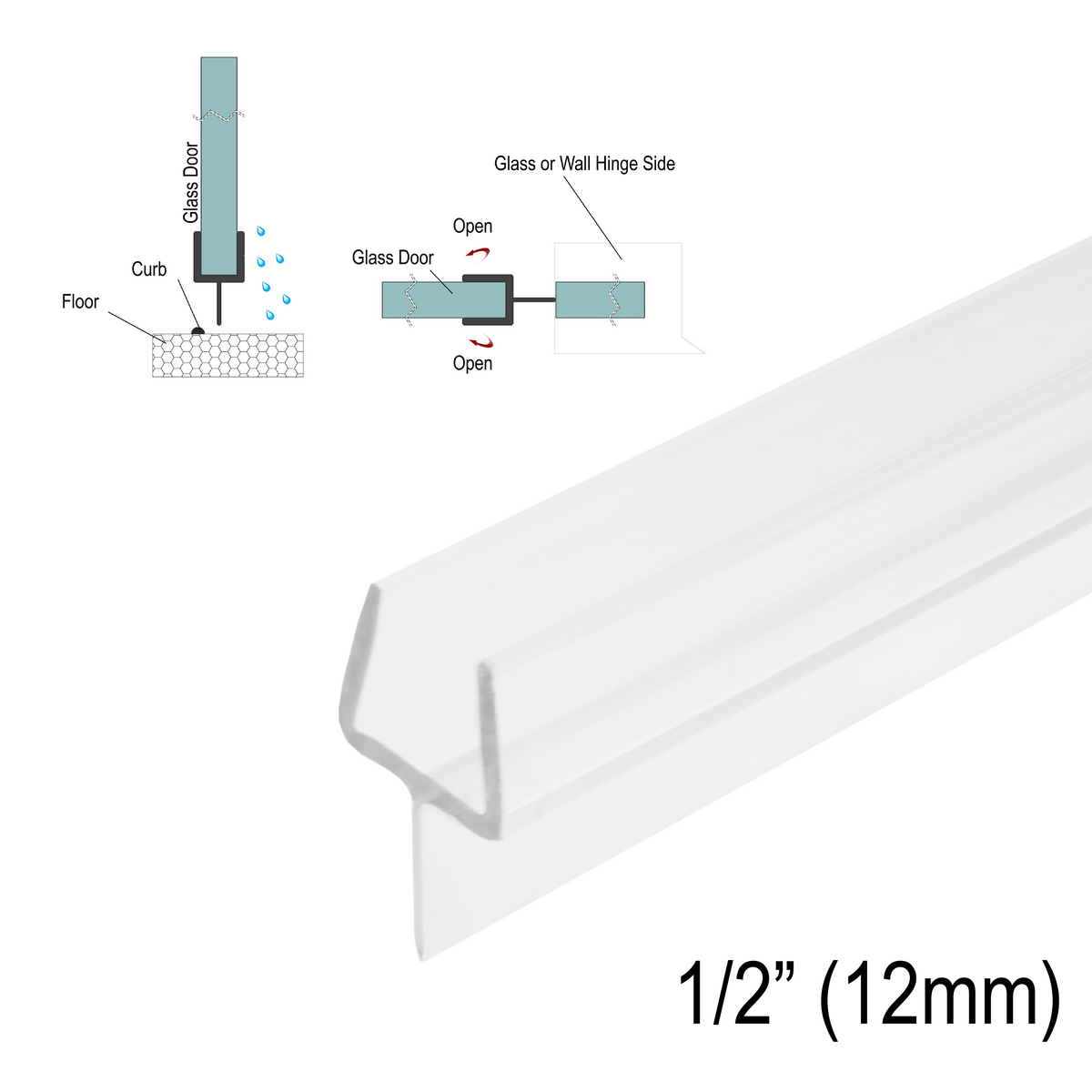 Grey Goat SWPY12 Y-seal for 1/2" (12 mm) glass, Ultra Clear