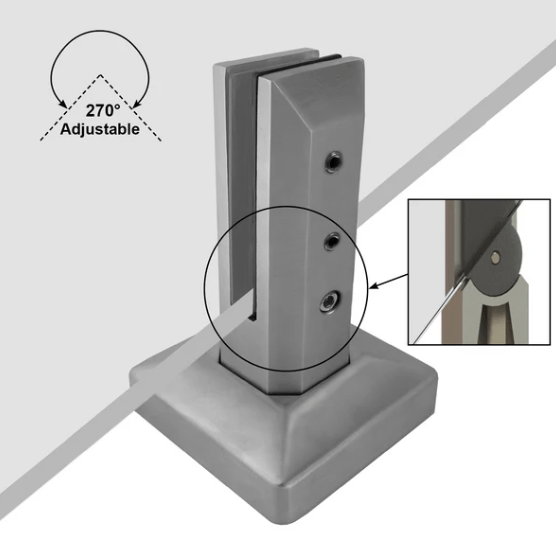 Titan Series 8" Adjustable Stair Spigot - Square - Glassparts.ca