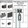 [EZY2CLDSDP] Commercial Sliding Door Kit - EZY2 - w/Cladding - Single Sliding + Fixed Panel Track (118") — EZY2CLDSDPBS
