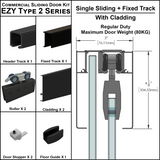 [EZY2CLDSDP] Commercial Sliding Door Kit - EZY2 - w/Cladding - Single Sliding + Fixed Panel Track (118") — EZY2CLDSDPMBL